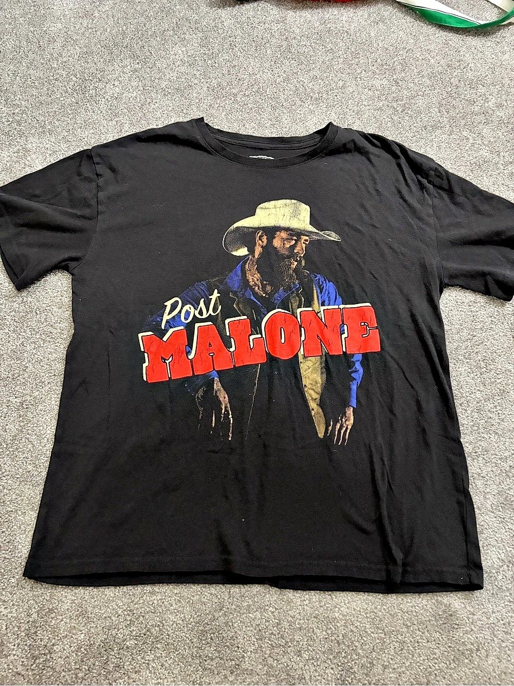 Posty Co Post Malone Cowboy Graphic T-Shirt Tee Black & Red XL